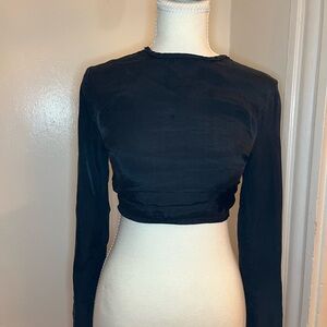 Topshop Black Long Sleeve Crop Top